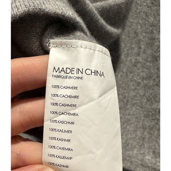 French Connection Gray Cashmere Pullover Sweater Diagonal Buttons Simisola READ - Picture 6 of 9